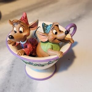 Disney Jim Shore Cinderella Gus And Jaq In A Teacup